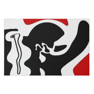 Offset Chamber: Abstract Black, White & Red Faux Canvas Print