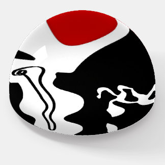 Offset Chamber: Abstract Black, White & Red Paperweight