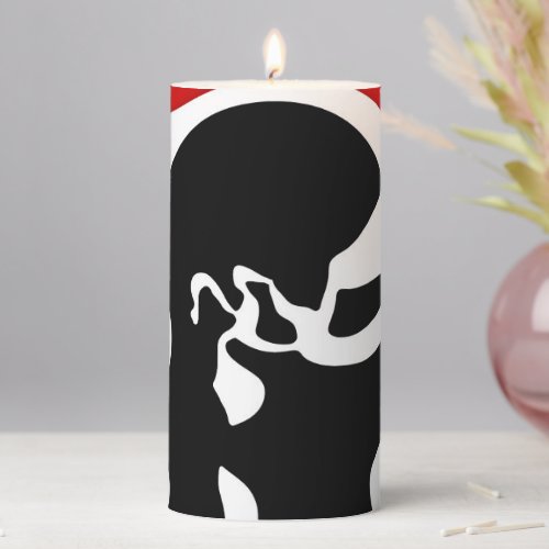 Offset Chamber Abstract Black White  Red Pillar Candle