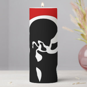 Offset Chamber: Abstract Black, White & Red Pillar Candle