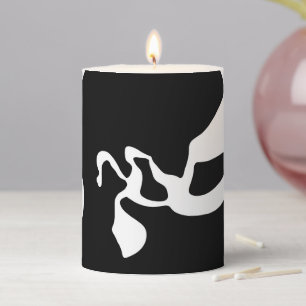 Offset Chamber: Abstract Black, White & Red Pillar Candle
