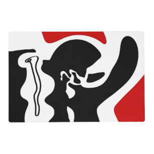 Offset Chamber: Abstract Black, White & Red Placemat