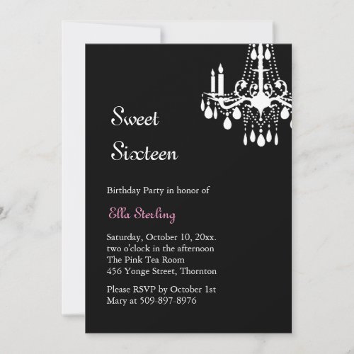 Offset Grand Ballroom Birthday Invitation (black)