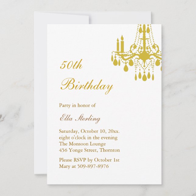 Offset Grand Ballroom Birthday Invitation (gold) (Front)