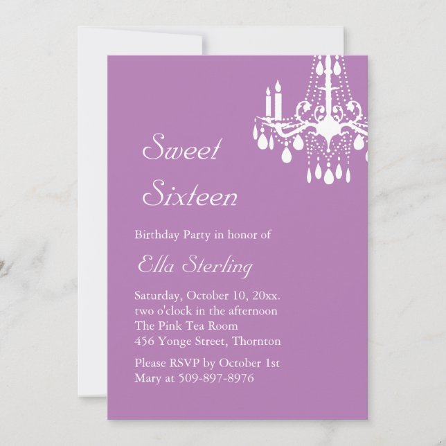 Offset Grand Ballroom Birthday Invitation (purple) (Front)