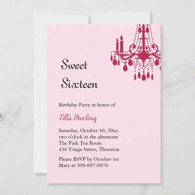 Offset Grand Ballroom Birthday Invitation (red) (Front)