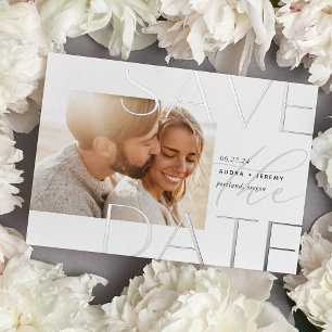 Offset Overlay   Horizontal Photo Save The Date Foil Invitation