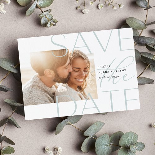 Offset Overlay  Modern Horizontal Photo Save The Date