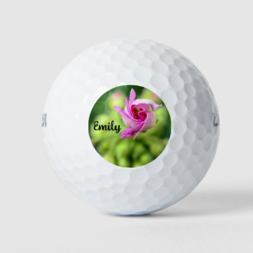 Offset Pink Bud Personalized Golf Balls