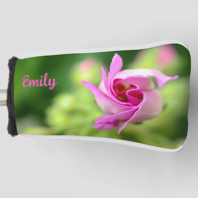 Offset Pink Bud Personalized Putter Cover (Front)
