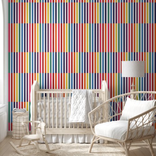 Offset Rainbow Stripes Wallpaper