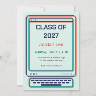 Offset Retro Computer Graduation Invitation