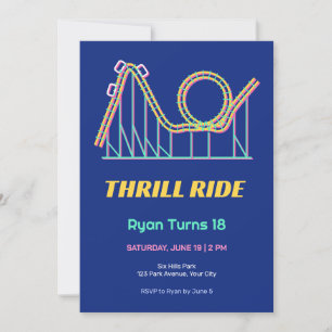 Offset Roller Coaster 18th Birthday Invitation