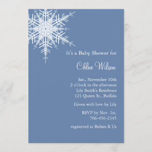 Offset Snowy Blue Baby Shower Invite