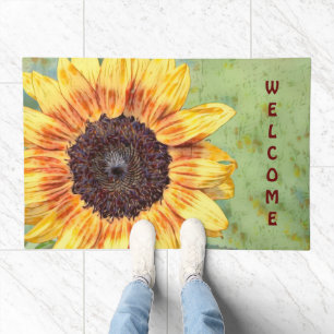 Offset Sunflower Door Mat