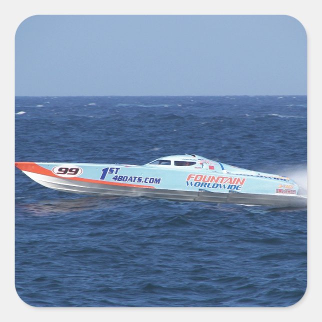 Offshore Powerboat Racer Square Sticker (Front)