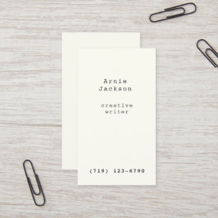 Offwhite Minimal Typewriter Font Front Only II Business Card