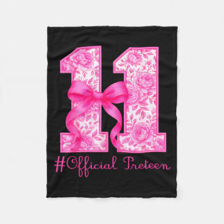 Oficial Preteen 11th Birthday Girl Pink Coquette B Fleece Blanket