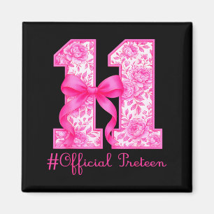 Oficial Preteen 11th Birthday Girl Pink Coquette B Magnet