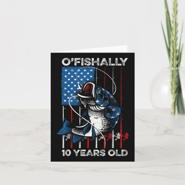 Ofishally 10 Year Old Shirt 10th Birthday Fishing  Card (Front)