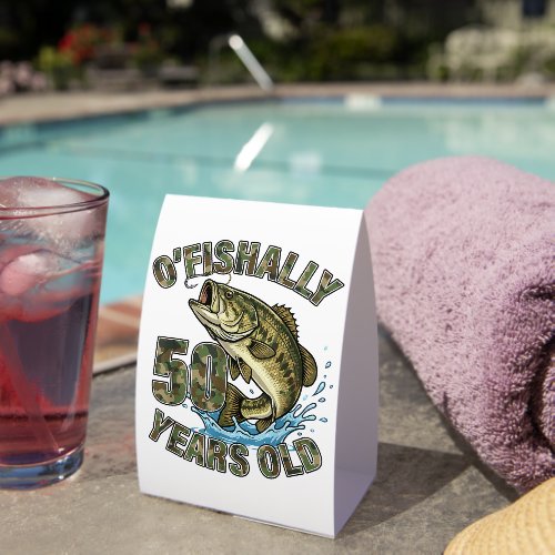 OFishally 50 Years Old Fishing Lover 50th Birthday Paper Table Tent