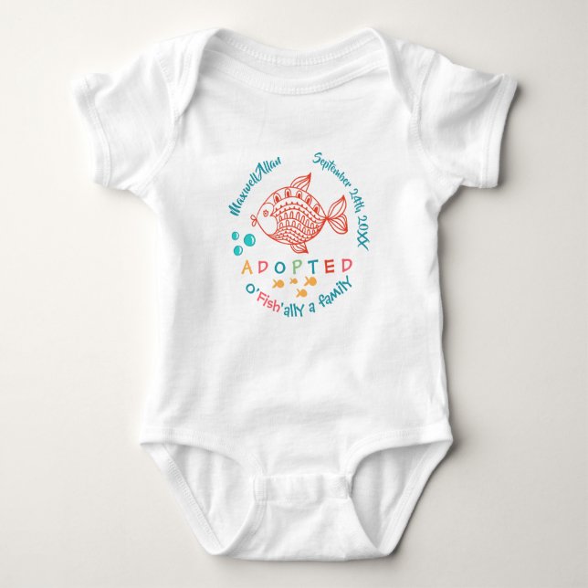 OFish'ally A Family Fish Themed Adoption Gifts Baby Bodysuit (Front)