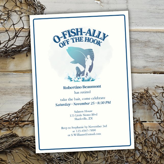 Ofishally Off The Hook Men's Retirement Party Invitation (Creator Uploaded)