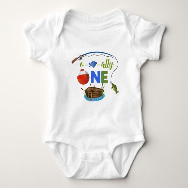 Ofishally ONE baby bodysuite O-fish-ally ONE boy Baby Bodysuit (Front)