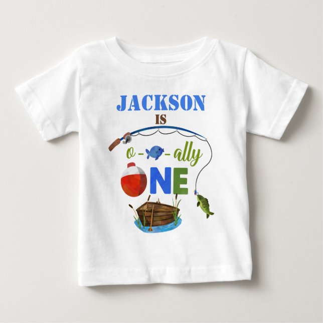 Ofishally ONE baby t-shirt O-fish-ally Big ONE boy (Front)