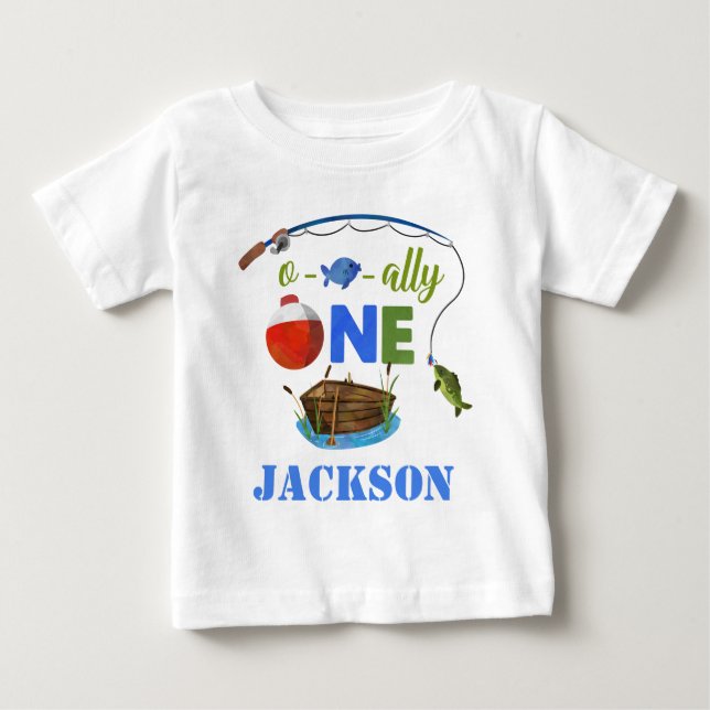 Ofishally ONE baby t-shirt O-fish-ally Big ONE boy (Front)
