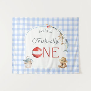 Ofishally One Birthday Personalized Banner Tapestry