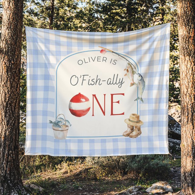 Ofishally One Birthday Personalized Banner  Tapestry (Creator Uploaded)