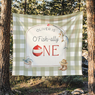 Ofishally One Birthday Personalized Banner  Tapestry