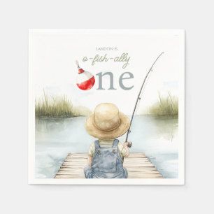 Ofishally One First Birthday Fishing Party Napkins