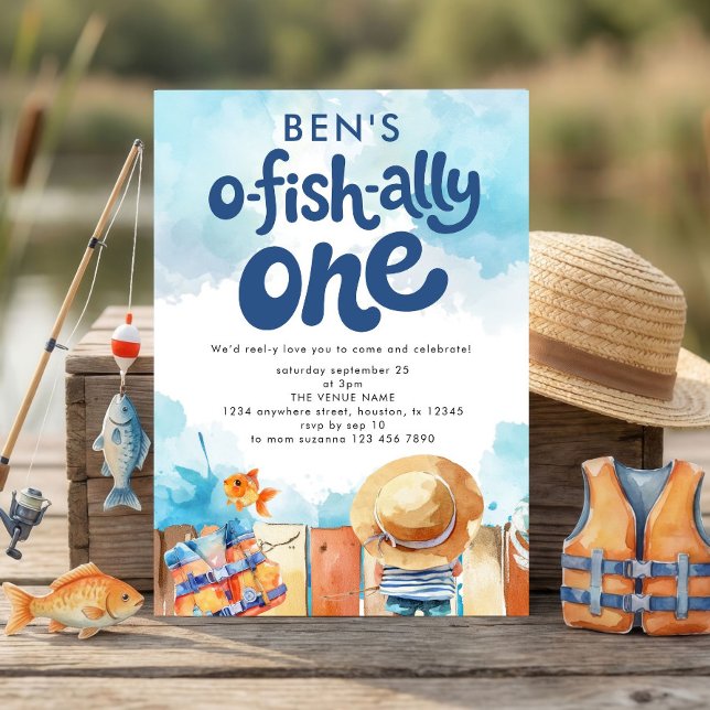 Ofishally One Fisherman Boy 1st Birthday Invitation (Creator Uploaded)