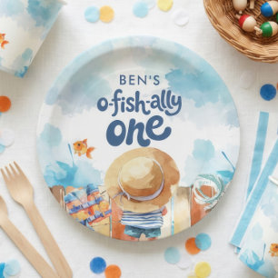 Ofishally One Fishing Boy 1st Birthday  Paper Plates