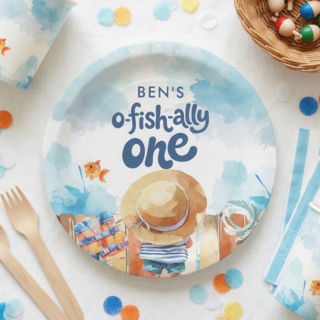 Ofishally One Fishing Boy 1st Birthday  Paper Plates (Creator Uploaded)