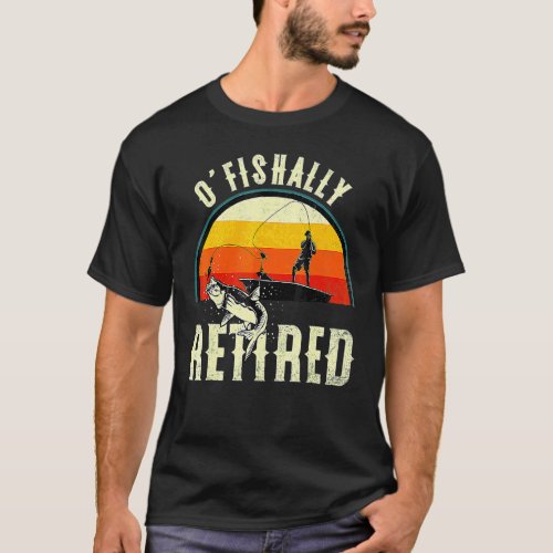Ofishally Retired 2022 Fishing Retro Retirement Da T-Shirt