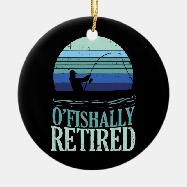 Ofishally Retired Fishing Retro Retirement Dad Ceramic Ornament (Front)