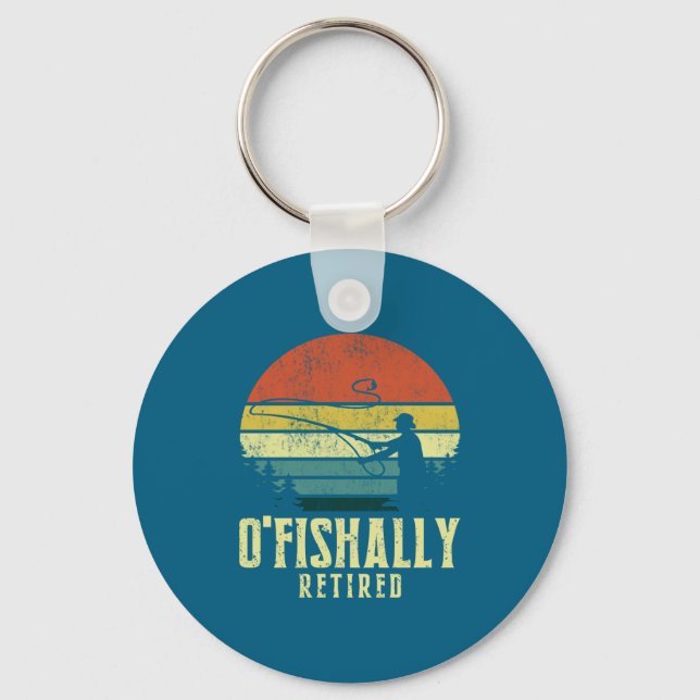 Ofishally Retired Funny Fishing Retirement  Keychain (Front)