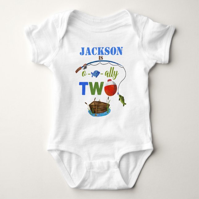 Ofishally TWO baby bodysuite O-fish-ally TWO boy Baby Bodysuit (Front)