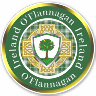 O'Flannagan Irish Shield/Celtic Cross Personalized Sticker