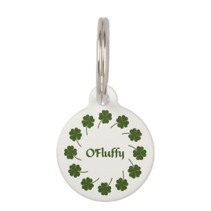 "O'Fluffy" Cat Tag with Four-Leaf Clover