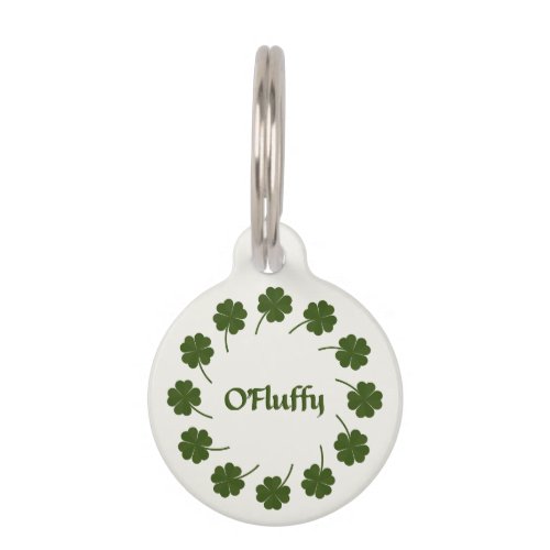OFluffy Cat Tag with Four_Leaf Clover