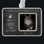 OForever in Our Hearts Chalkboard Photo Christmas Ornament<br><div class="desc">All text is adjustable. Photo ornament. No longer by our side but forever in our hearts memorial remembrance photo ornament. Chalkboard background design.</div>