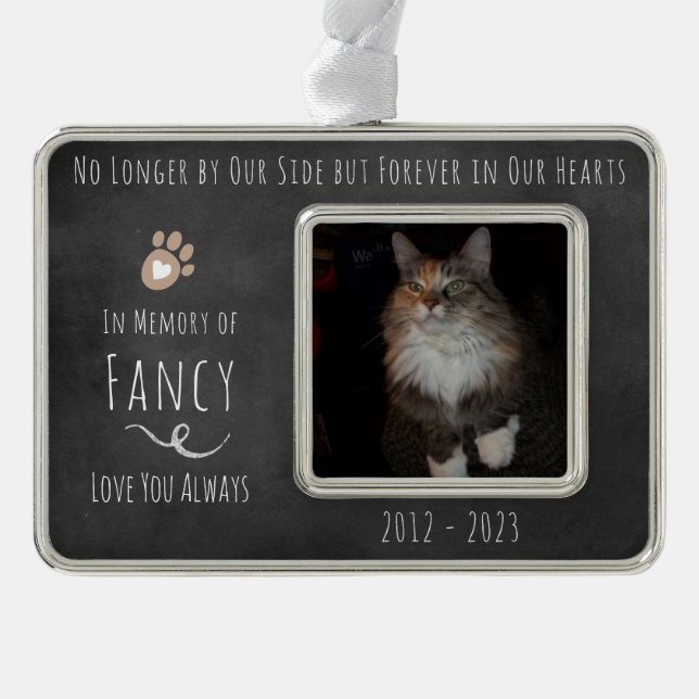 OForever in Our Hearts Chalkboard Photo Christmas Ornament (Front)