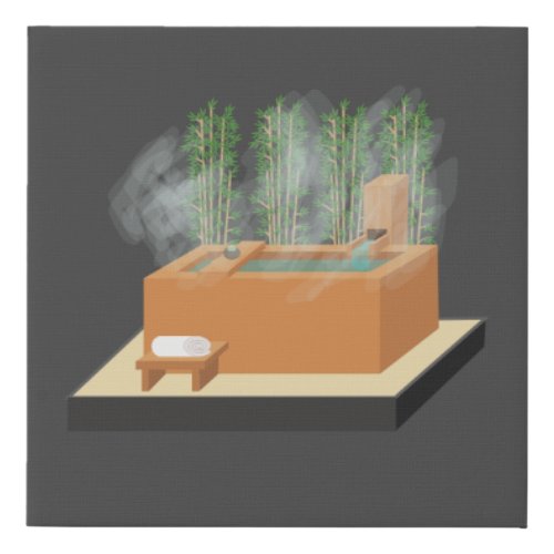 Ofuro Hot Tub in a Zen Garden Design Faux Canvas Print