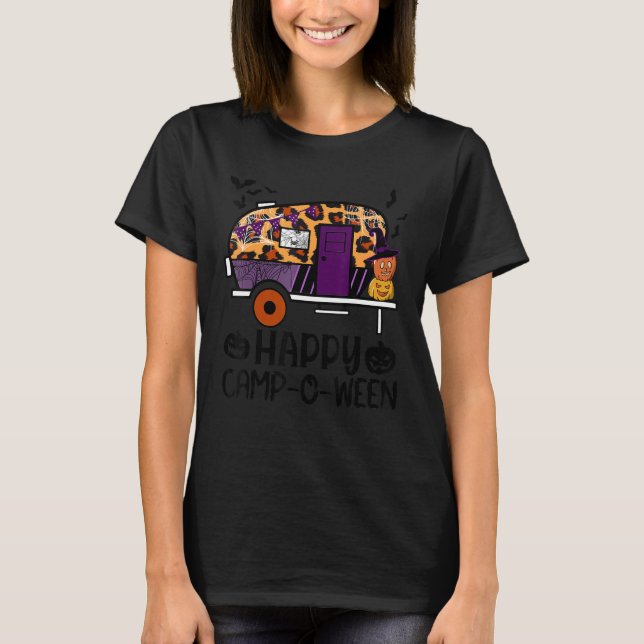 Og6J Leopard Camping RV Happy Camp-O-Ween Hallowee T-Shirt (Front)