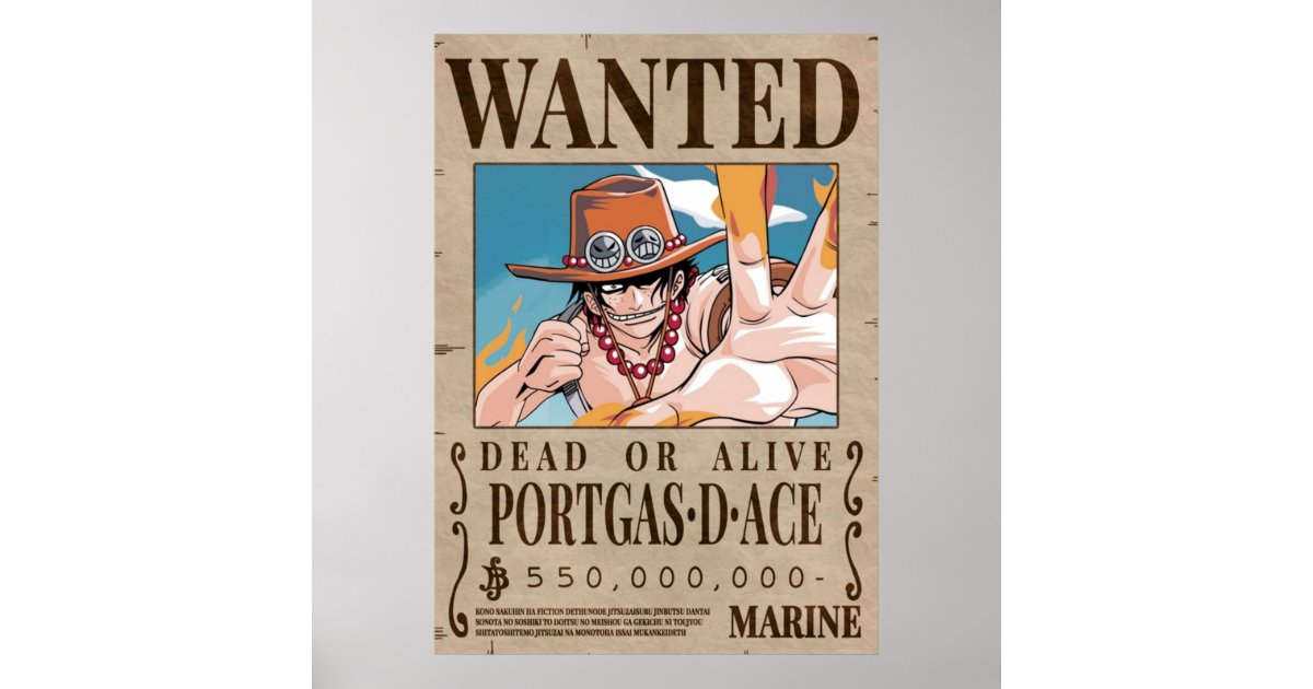 OG ACE One Piece wanted Poster