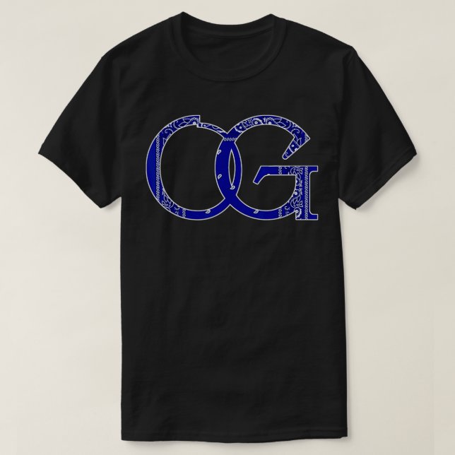 OG Blue bandana print Mens Original Gangster Long  T-Shirt (Design Front)